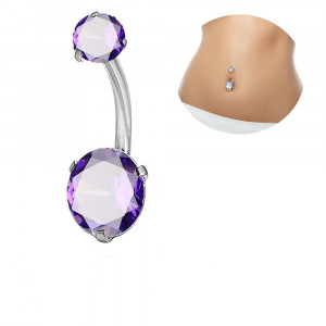 Piercing Damă din Inox chirurgical 316L — Violet cu stras