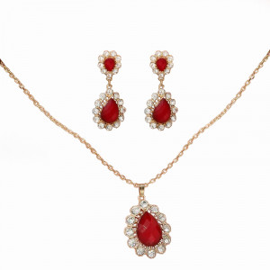 Retro Red Necklace and Earrings Set SIC MODA 5148 - Img 1