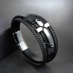 Stainless steel and leather bracelet SIC MODA 5629 - Img 2