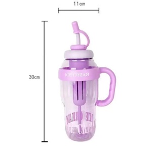 Sticlă de apă termică 1400 ml cu pai și mâner, verde - Img 6