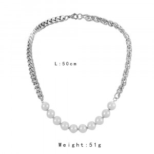 Titanium necklace with Sic Moda pearls 5367 - Img 5