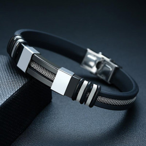 Brățară Bărbătesc din Inox chirurgical 316L — Negru - Img 4