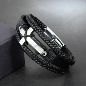 Brățară Bărbătesc din Inox chirurgical 316L — Negru - Img 3