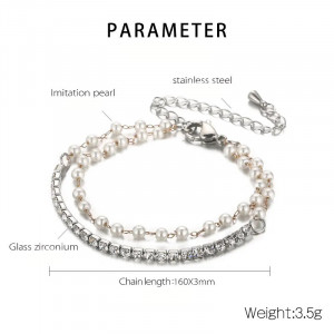 Brățară Damă din Inox chirurgical 316L — Argintiu cu zirconiu - Img 2