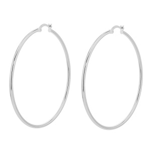 Cercei Creole din Argint 925 Placat cu Rodiu - Diametru 50mm - Img 3