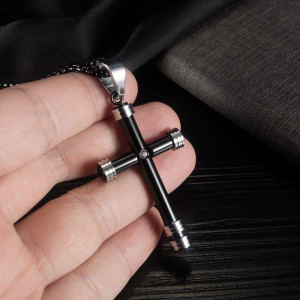 Colier Bărbătesc din Inox chirurgical 316L — Negru - Img 5