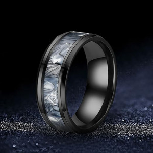 Inel Bărbătesc din Inox chirurgical 316L — Negru - Img 5
