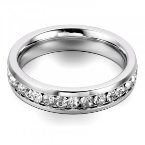Inel Damă din Inox chirurgical 316L — Argintiu cu cristal - Img 4