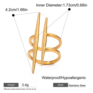 Inel Damă din Inox chirurgical 316L — Auriu - Img 4