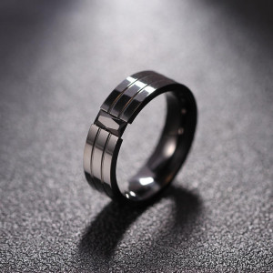 Inel Masculin din Inox chirurgical 316L — Negru cu cristal - Img 5