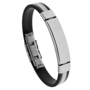 Men's stainless steel and silicone bracelet 4353 - Img 3