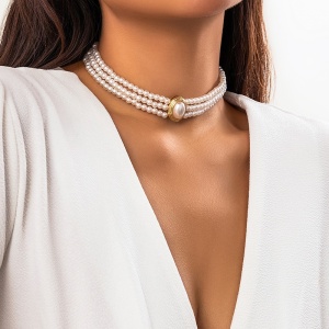 Necklace 3 rows SIC MODA Pearls 5918 - Img 4