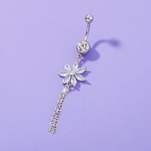Piercing Damă din Inox chirurgical 316L — Argintiu cu cristal - Img 3