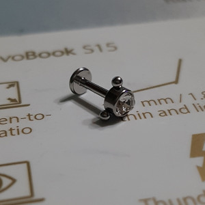 Piercing Damă din Inox chirurgical 316L — Argintiu cu cristal - Img 3