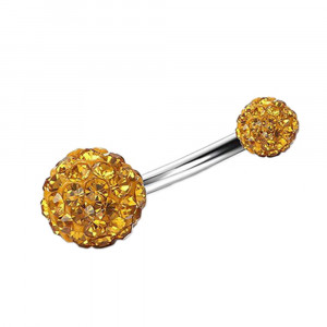 Piercing Damă din Inox chirurgical 316L — Galben cu stras - Img 2