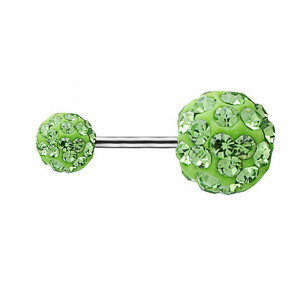 Piercing Damă din Inox chirurgical 316L — Verde cu stras - Img 2
