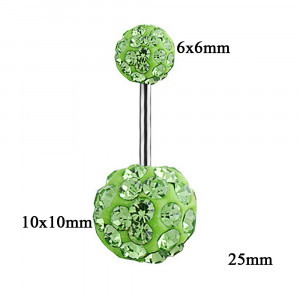 Piercing Damă din Inox chirurgical 316L — Verde cu stras - Img 2