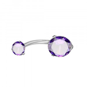 Piercing Damă din Inox chirurgical 316L — Violet cu stras - Img 4