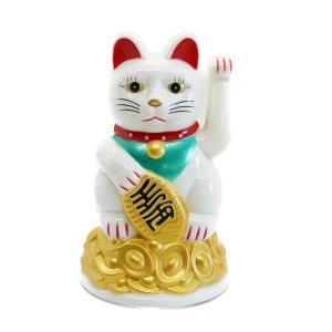 Pisica norocoasă Maneki Neko albă, 11 cm - Img 2