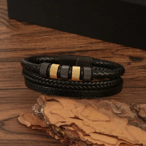 Stainless steel and leather bracelet SIC MODA 5631C, 5 mm - Img 5