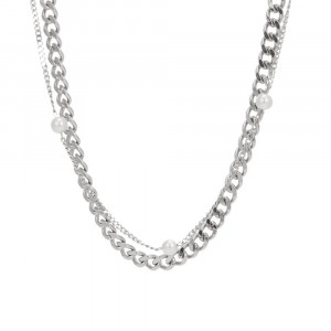 Titanium necklace with pearls Sic Moda 5366 - Img 1