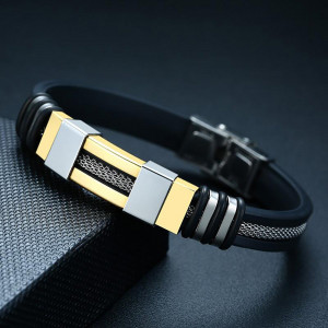 Brățară Bărbătesc din Inox chirurgical 316L — Negru - Img 2