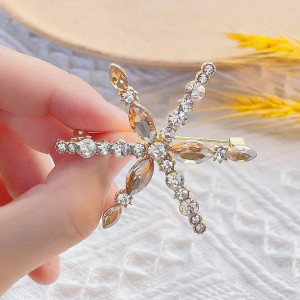 Broșă Damă din Aliaj metalic — Auriu cu cristal - Img 2