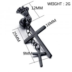 Cercei Bărbătesc din Inox chirurgical 316L — Negru - Img 3