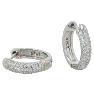 Cercei Creole cu Zirconiu din Argint 925 Placat cu Rodiu - Diametru 50mm - Img 2