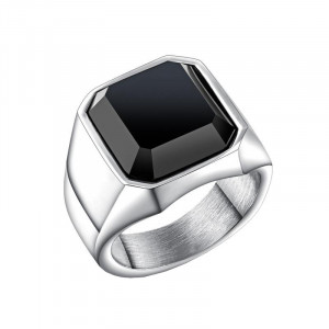Inel Bărbătesc din Inox chirurgical 316L — Argintiu cu cristal