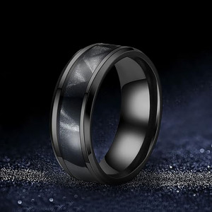 Inel Bărbătesc din Inox chirurgical 316L — Negru - Img 4