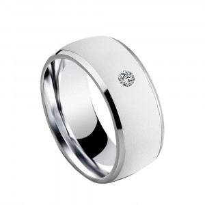 Inel Damă din Inox chirurgical 316L — Alb cu zirconiu