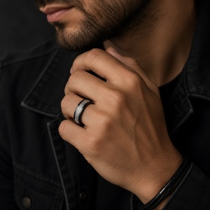 Inel Masculin din Inox chirurgical 316L — Negru