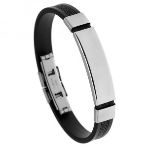 Men's stainless steel and silicone bracelet 4353 - Img 4