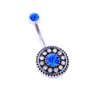 Piercing Damă din Inox chirurgical 316L — Argintiu cu cristal - Img 2