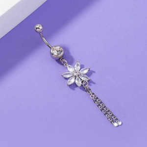 Piercing Damă din Inox chirurgical 316L — Argintiu cu cristal