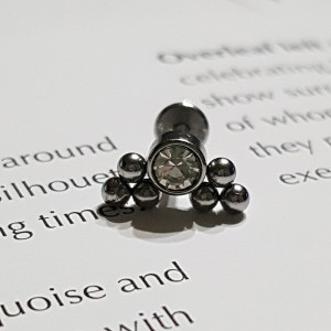Piercing Damă din Inox chirurgical 316L — Argintiu cu cristal - Img 8