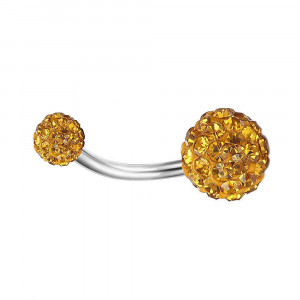 Piercing Damă din Inox chirurgical 316L — Galben cu stras - Img 3