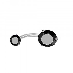 Piercing Damă din Inox chirurgical 316L — Negru cu stras - Img 2