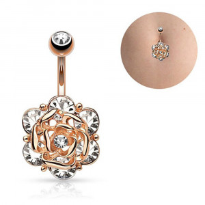 Piercing Damă din Inox chirurgical 316L — Rose cu cristal - Img 4