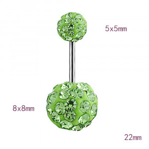 Piercing Damă din Inox chirurgical 316L — Verde cu stras - Img 3