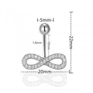 Piercing Damă din Inox chirurgical 316L cu cristal - Img 4