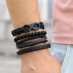 Set of 4 leather bracelets SIC MODA 5627 - Img 3