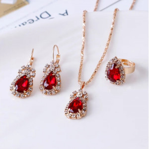 SIC MODA Red Crystal Necklace, Earrings and Ring Set SIC MODA 5124A - Img 2