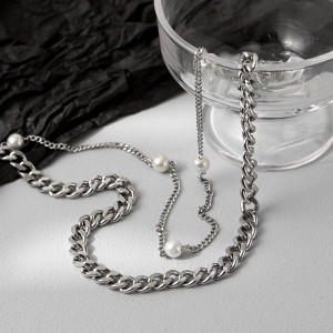 Titanium necklace with pearls Sic Moda 5366 - Img 2