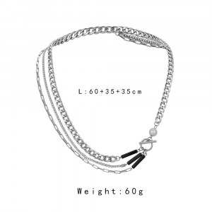 Titanium necklace with pearls Sic Moda 5368 - Img 2