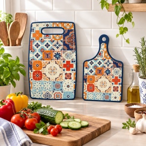 Tocător de bucătărie model mozaic 37 x 23 cm, set 2 bucăți