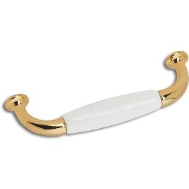 Mâner mobilă Dayton, distanță găuri 96 mm, 110 mm lățime, porțelan alb/auriu