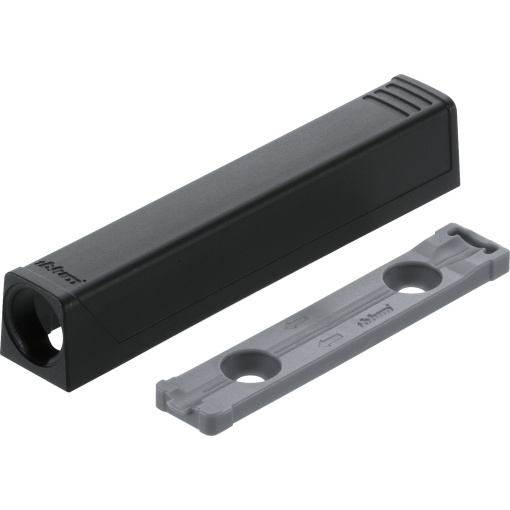 Plăcuță adaptor BLUM Tip-On, dreapta, versiune lungă, negru carbon