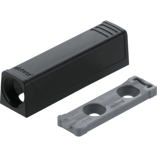 Plăcuță adaptor BLUM Tip-On, dreapta, versiune scurtă, negru carbon